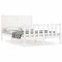 White solid wood bed frame with headboard 140x200 cm by vidaXL, Beds and slatted bases - Ref: Foro24-3192752, Price: 196,58 €...