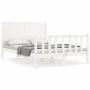 White solid wood bed frame with headboard 140x200 cm by vidaXL, Beds and slatted bases - Ref: Foro24-3192752, Price: 193,65 €...