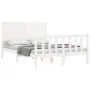 White solid wood bed frame with headboard 140x200 cm by vidaXL, Beds and slatted bases - Ref: Foro24-3192752, Price: 193,65 €...