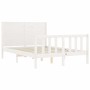 White solid wood bed frame with headboard 140x200 cm by vidaXL, Beds and slatted bases - Ref: Foro24-3192752, Price: 196,58 €...
