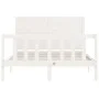 White solid wood bed frame with headboard 140x200 cm by vidaXL, Beds and slatted bases - Ref: Foro24-3192752, Price: 193,65 €...