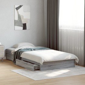 Cama con cajones madera ingeniería gris Sonoma 90x200 cm Cama con cajones madera ingeniería gris Sonoma 90x200 cm