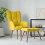 Sillón de relax con taburete terciopelo amarillo mostaza