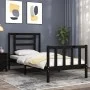 Estructura de cama individual con cabecero madera maciza negro de vidaXL, Camas y somieres - Ref: Foro24-3192845, Precio: 118...