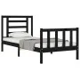 Estructura de cama individual con cabecero madera maciza negro de vidaXL, Camas y somieres - Ref: Foro24-3192845, Precio: 118...