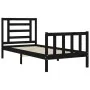 Estructura de cama individual con cabecero madera maciza negro de vidaXL, Camas y somieres - Ref: Foro24-3192845, Precio: 118...