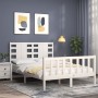 Doppelbettgestell mit weißem Massivholz-Kopfteil von vidaXL, Betten und Lattenroste - Ref: Foro24-3192787, Preis: 133,98 €, R...