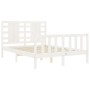 Doppelbettgestell mit weißem Massivholz-Kopfteil von vidaXL, Betten und Lattenroste - Ref: Foro24-3192787, Preis: 133,98 €, R...