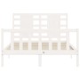 Double bed frame with white solid wood headboard by vidaXL, Beds and slatted bases - Ref: Foro24-3192787, Price: 133,98 €, Di...