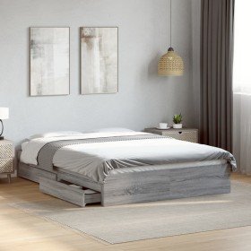Cama con cajones madera de ingeniería gris Sonoma 135x190 cm Cama con cajones madera de ingeniería gris Sonoma 135x190 cm