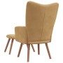 Sillón de relax con taburete terciopelo marrón