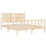 Bed frame with solid wood headboard 160x200 cm by vidaXL, Beds and slatted bases - Ref: Foro24-3192241, Price: 141,50 €, Disc...