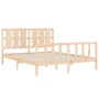 Estructura de cama con cabecero madera maciza 160x200 cm de vidaXL, Camas y somieres - Ref: Foro24-3192241, Precio: 143,24 €,...