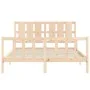 Bed frame with solid wood headboard 160x200 cm by vidaXL, Beds and slatted bases - Ref: Foro24-3192241, Price: 141,50 €, Disc...