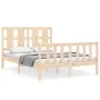 Bed frame with solid wood headboard 140x190 cm by vidaXL, Beds and slatted bases - Ref: Foro24-3192211, Price: 130,96 €, Disc...