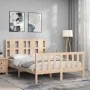 Bed frame with solid wood headboard 140x190 cm by vidaXL, Beds and slatted bases - Ref: Foro24-3192211, Price: 130,96 €, Disc...