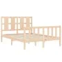 Bed frame with solid wood headboard 140x190 cm by vidaXL, Beds and slatted bases - Ref: Foro24-3192211, Price: 130,96 €, Disc...