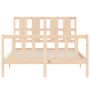 Bed frame with solid wood headboard 140x190 cm by vidaXL, Beds and slatted bases - Ref: Foro24-3192211, Price: 132,64 €, Disc...