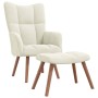 Sillón de relax con taburete terciopelo blanco crema