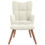 Sillón de relax con taburete terciopelo blanco crema
