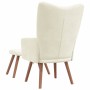 Sillón de relax con taburete terciopelo blanco crema