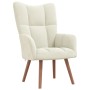 Sillón de relax con taburete terciopelo blanco crema
