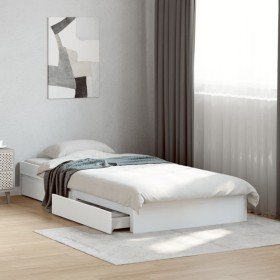 Cama con cajones madera de ingeniería blanca 75x190 cm Cama con cajones madera de ingeniería blanca 75x190 cm