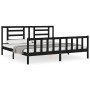 Bed frame with black solid wood headboard 200x200 cm by vidaXL, Beds and slatted bases - Ref: Foro24-3192905, Price: 206,97 €...