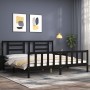 Bed frame with black solid wood headboard 200x200 cm by vidaXL, Beds and slatted bases - Ref: Foro24-3192905, Price: 206,97 €...