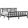 Bed frame with black solid wood headboard 200x200 cm by vidaXL, Beds and slatted bases - Ref: Foro24-3192905, Price: 206,97 €...