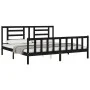 Estructura de cama con cabecero madera maciza negro 200x200 cm de vidaXL, Camas y somieres - Ref: Foro24-3192905, Precio: 204...