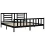 Bettgestell mit schwarzem Massivholzkopfteil 200x200 cm von vidaXL, Betten und Lattenroste - Ref: Foro24-3192905, Preis: 204,...