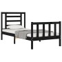 Bed frame with black solid wood headboard 100x200 cm by vidaXL, Beds and slatted bases - Ref: Foro24-3192875, Price: 131,95 €...
