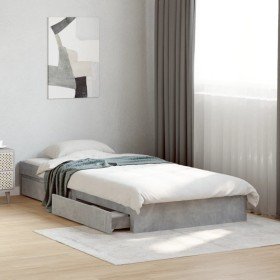 Cama con cajones madera de ingeniería gris hormigón 75x190 cm Cama con cajones madera de ingeniería gris hormigón 75x190 cm