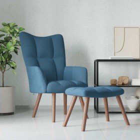 Sillón de relax con taburete terciopelo azul Sillón de relax con taburete terciopelo azul