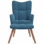 Sillón de relax con taburete terciopelo azul