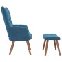 Sillón de relax con taburete terciopelo azul