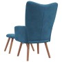 Sillón de relax con taburete terciopelo azul