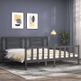 Gray solid wood bed frame with headboard 200x200 cm by vidaXL, Beds and slatted bases - Ref: Foro24-3192903, Price: 171,37 €,...