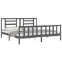 Gray solid wood bed frame with headboard 200x200 cm by vidaXL, Beds and slatted bases - Ref: Foro24-3192903, Price: 171,37 €,...