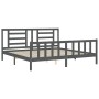 Gray solid wood bed frame with headboard 200x200 cm by vidaXL, Beds and slatted bases - Ref: Foro24-3192903, Price: 171,37 €,...