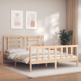 Estructura de cama con cabecero madera maciza 160x200 cm