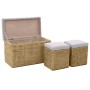 Bench with 2 gray seagrass ottomans by vidaXL, Benches for halls and storage - Ref: Foro24-246105, Price: 162,75 €, Discount: %