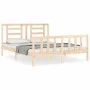 Bed frame with solid wood headboard 160x200 cm by vidaXL, Beds and slatted bases - Ref: Foro24-3192891, Price: 130,62 €, Disc...