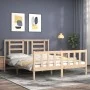Bed frame with solid wood headboard 160x200 cm by vidaXL, Beds and slatted bases - Ref: Foro24-3192891, Price: 130,62 €, Disc...
