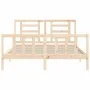 Bed frame with solid wood headboard 160x200 cm by vidaXL, Beds and slatted bases - Ref: Foro24-3192891, Price: 130,62 €, Disc...