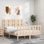 Double bed frame with solid wood headboard by vidaXL, Beds and slatted bases - Ref: Foro24-3192201, Price: 119,40 €, Discount: %
