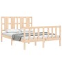 Double bed frame with solid wood headboard by vidaXL, Beds and slatted bases - Ref: Foro24-3192201, Price: 120,92 €, Discount: %