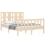 Double bed frame with solid wood headboard by vidaXL, Beds and slatted bases - Ref: Foro24-3192201, Price: 119,40 €, Discount: %
