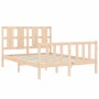 Double bed frame with solid wood headboard by vidaXL, Beds and slatted bases - Ref: Foro24-3192201, Price: 120,92 €, Discount: %